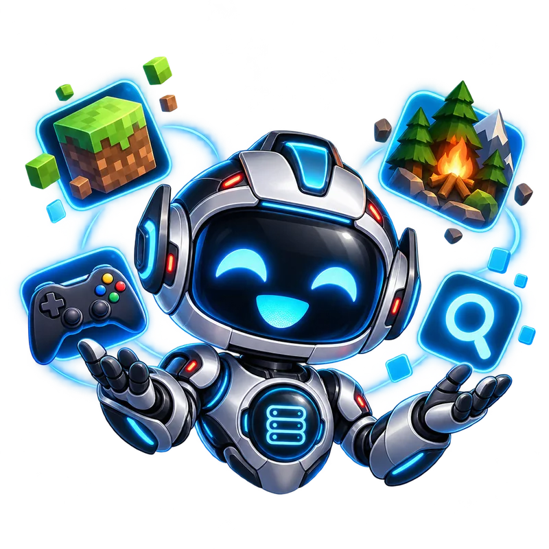 Byte the TopServer mascot surrounded by game icons and a search symbol