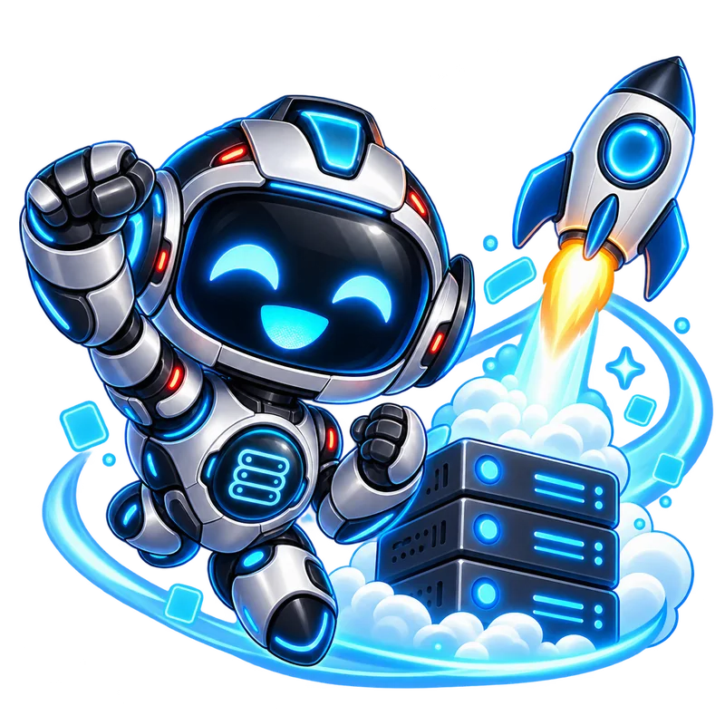 Byte the TopServer mascot launching a game server