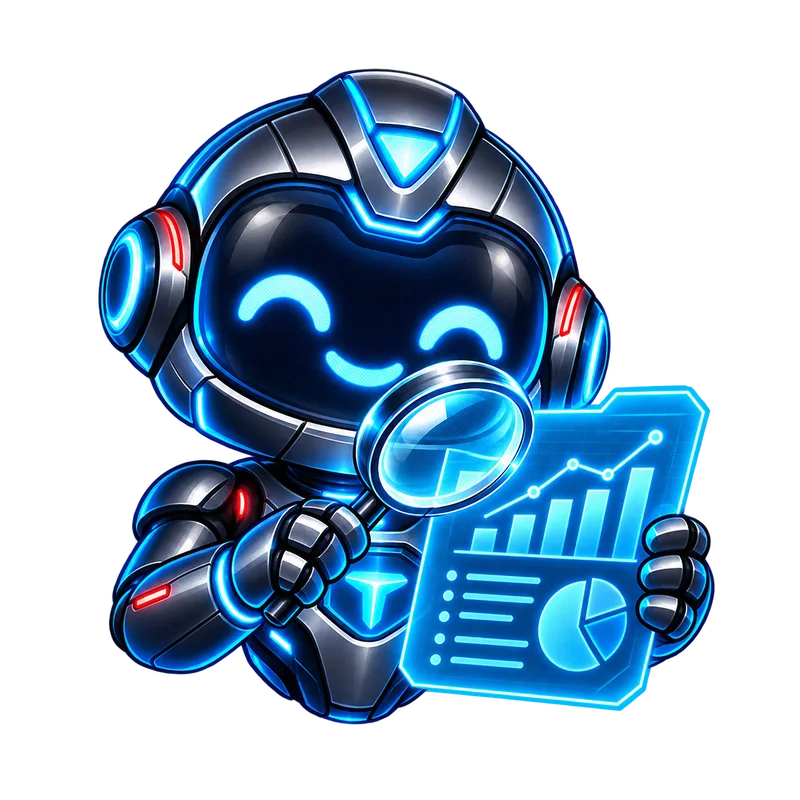 Byte the TopServer mascot analysing hosting data
